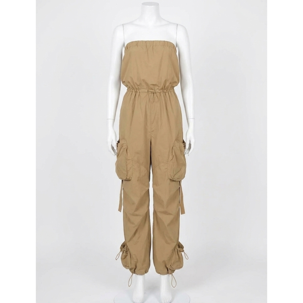 NEW STEVE MADDEN kylo strapless cargo jumpsuit in oak buff